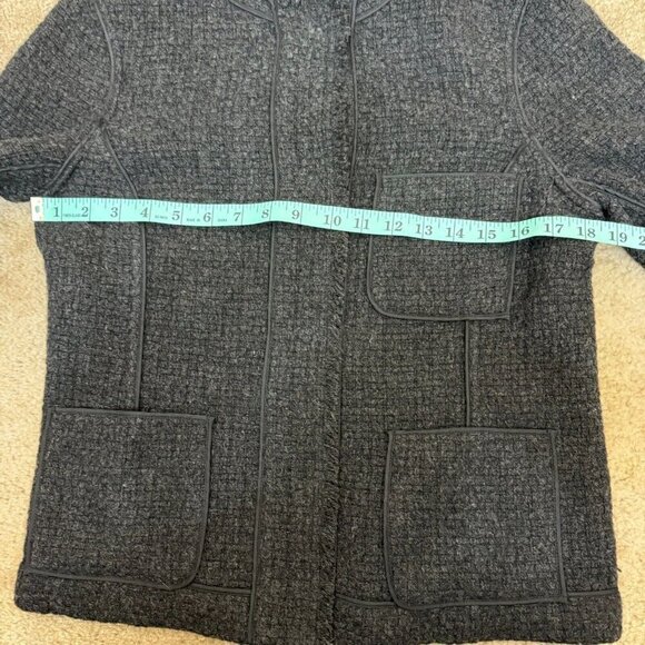 Vince Womens Blazer Jacket Raw-Edge Trim Collarless Patch Pockets Dark Gray 10 - Picture 12 of 14